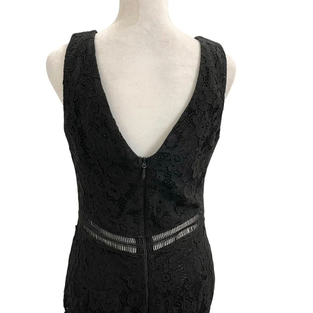 Lulus Embroidered Floral Lace Mermaid Maxi Dress Gown Black size Medium - Picture 9 of 12